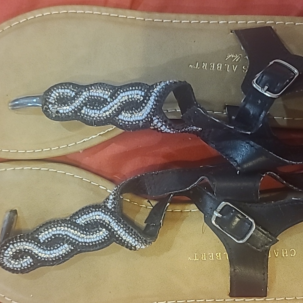 Charles Albert Black and Silver Sandals